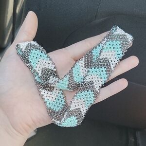 Handmade Beaded Bracelet in Turquoise and White